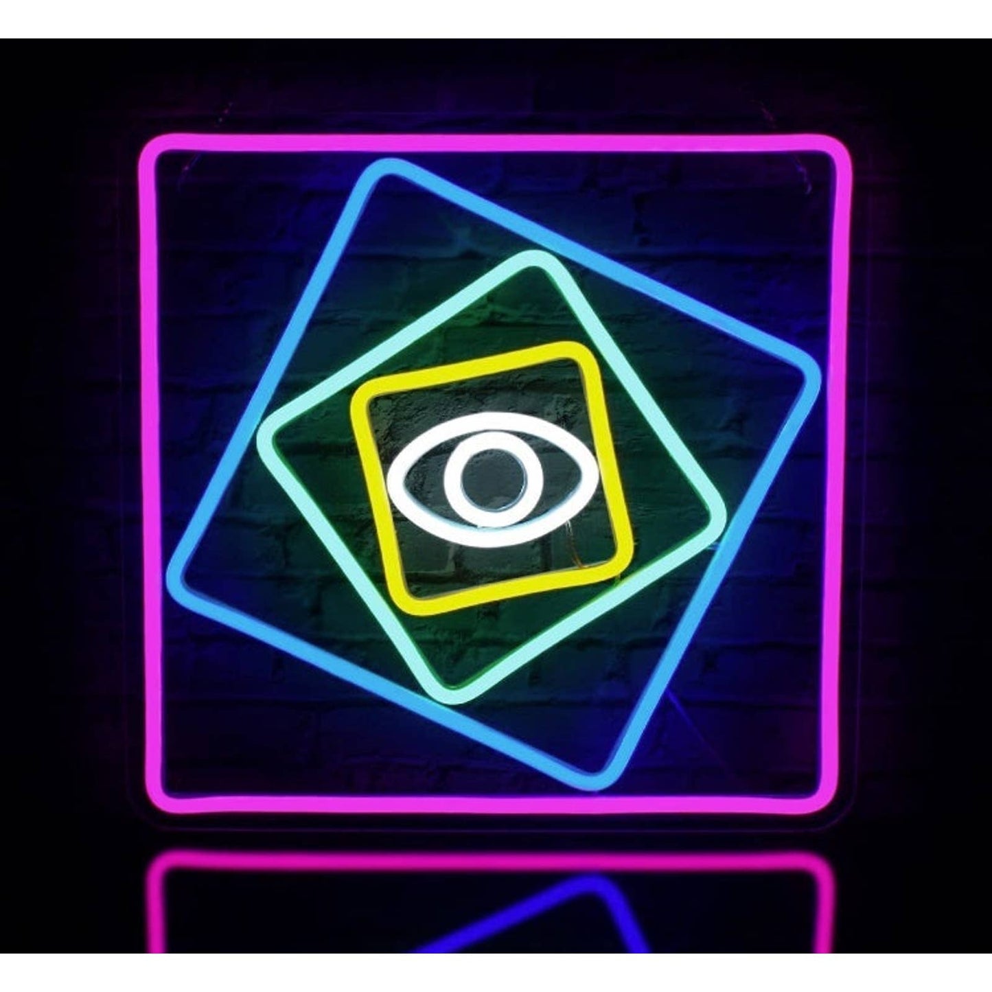Mesmerizing Colorful Square Eye LED Night Light Room Wall Art Decoration