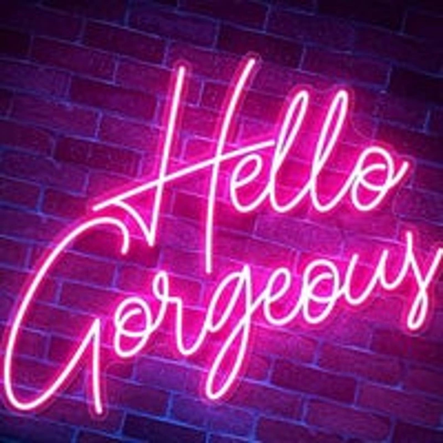 Adorable Vivid Bright Pink Hello Gorgeous LED Night Light Room Wall Decoration