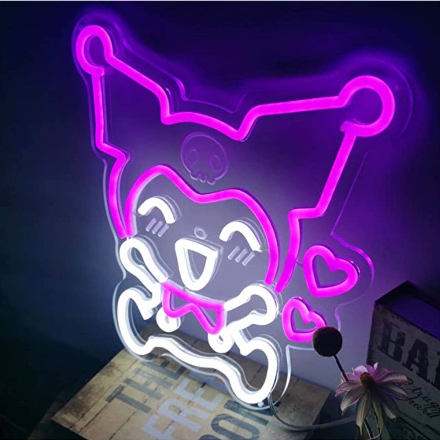 Cute Bright Pink Happy Kuromi Anime LED Night Light Anime Japan Room Wall Decor