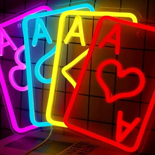 Super Vivid Bright Colorful Playing Cards LED Night Light Poker Game Room Decor