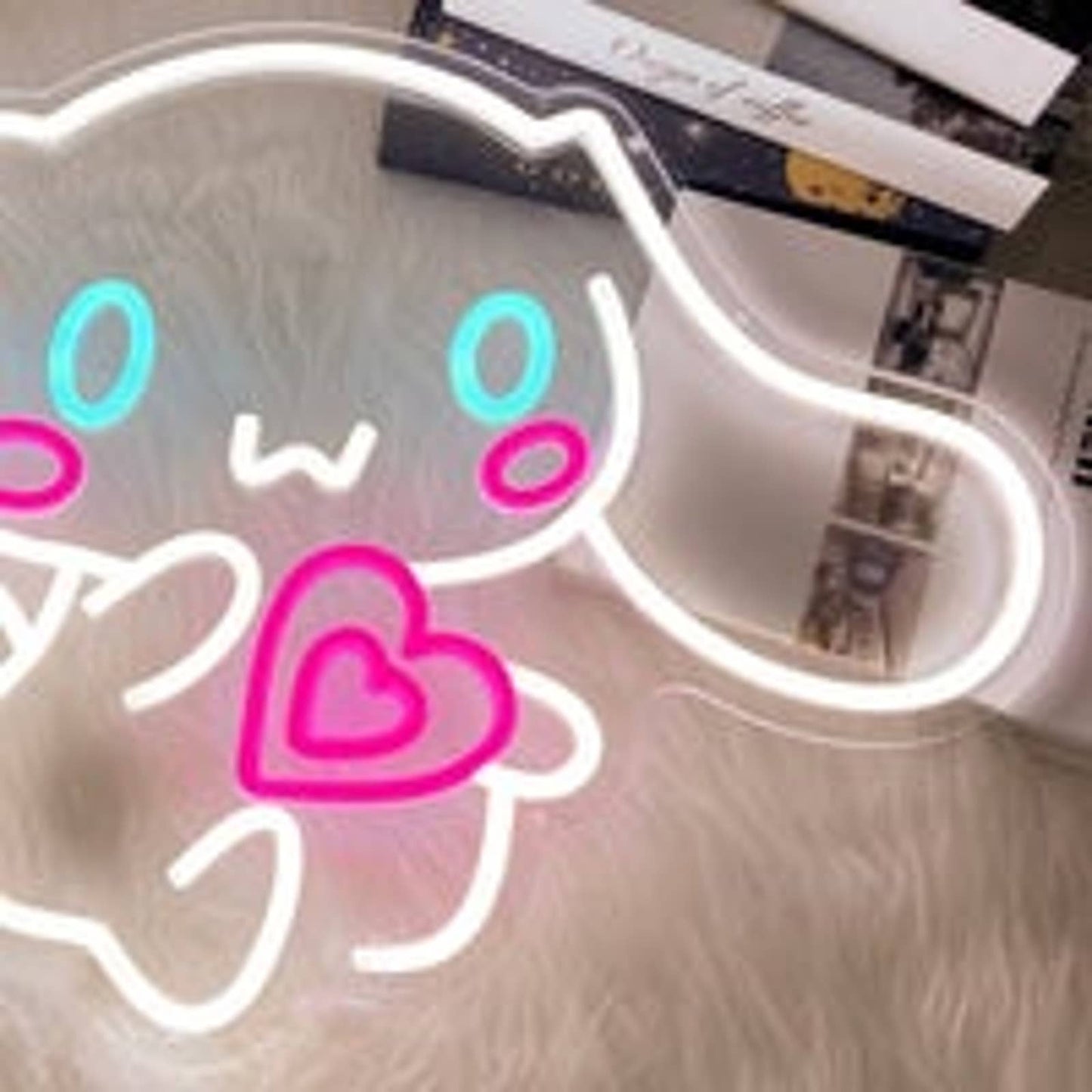 Super Adorable Bright Pink Heart Cinnamoroll LED Night Light Room Wall Decor