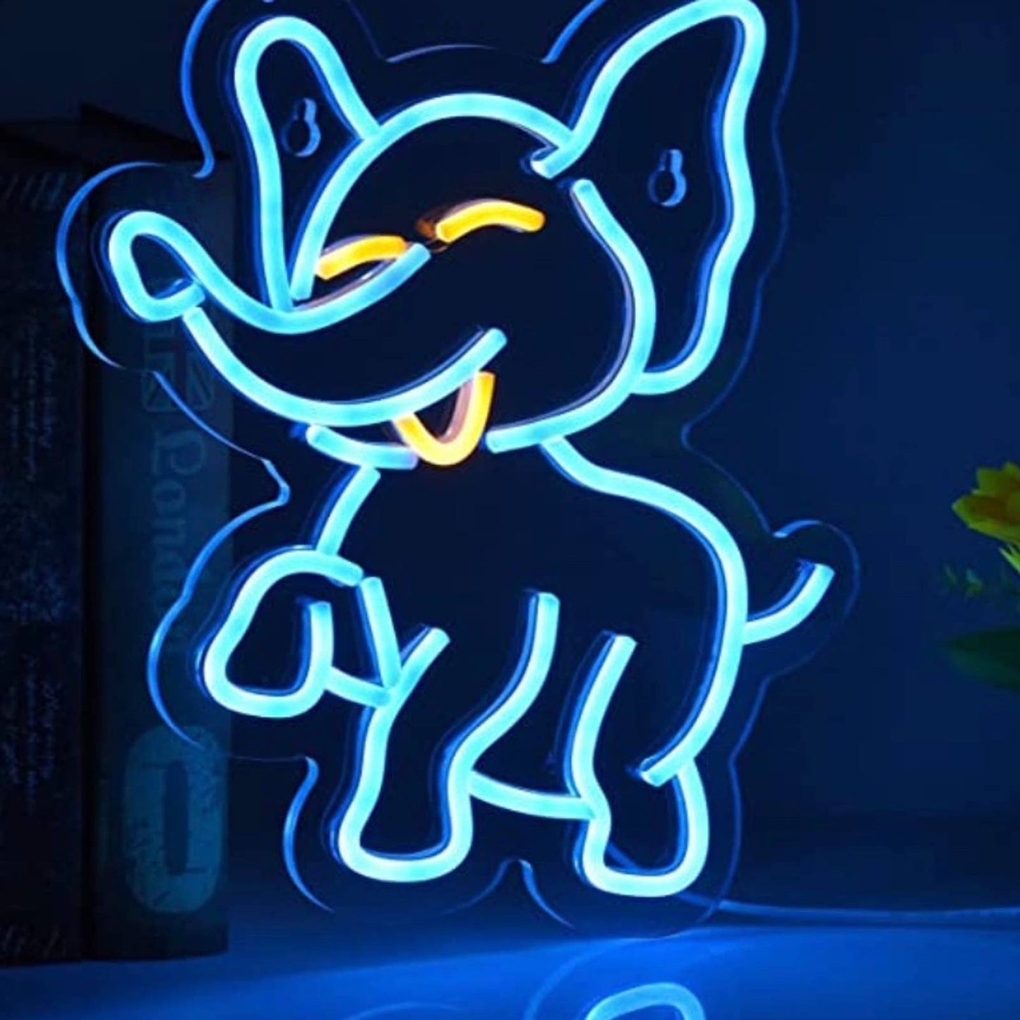 Cute Bright Blue Happy Elephant LED Night Light Room Wall Decoration