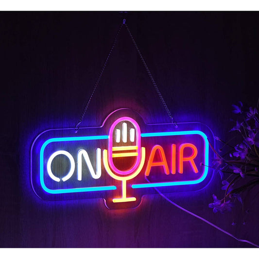 Lovely Bright Pink Microphone ON AIR LED Light Streaming Radio Studio Decor