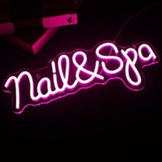 Lovely Bright Pink Nail & Spa LED Night Light Business Salon Decor