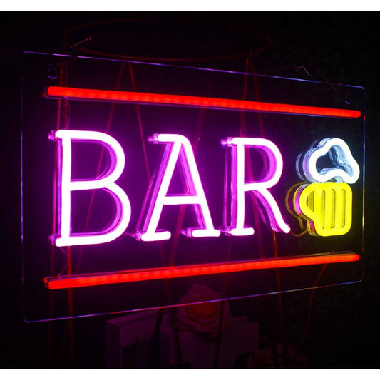 Fun Bright Red/ Pink / Yellow Bar Beer LED Night Light Room Wall Party Decor