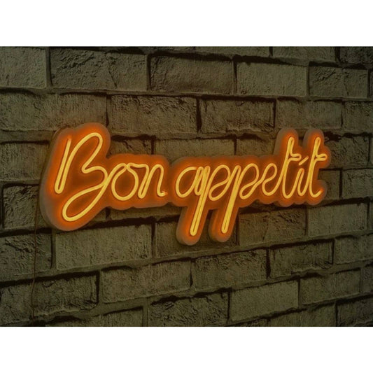 Bright Yellow “Bon Appetit” LED Night light Restaurant Kitchen Room Wall Decorat