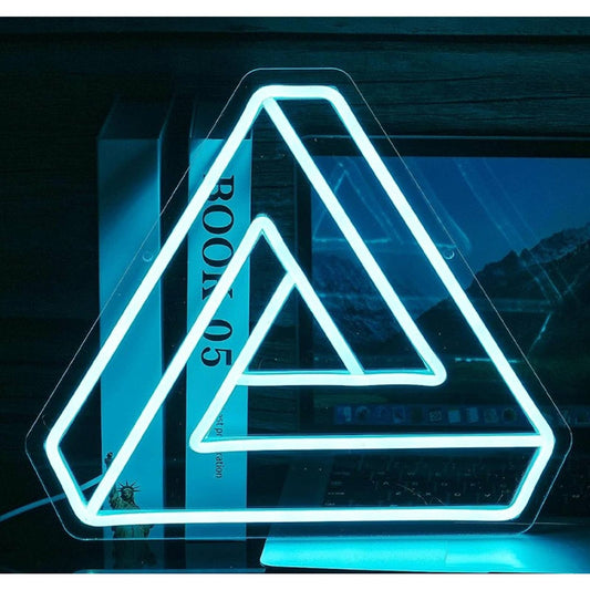Bright Blue Penrose Triangle Illusion LED Night Room Wall Decor