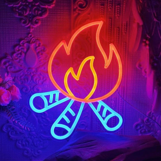Fun Vivid Bright Red Camp Fire LED Night Light Room Wall Decoration
