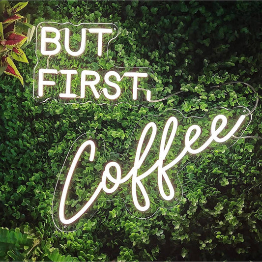 Cool Bright White “But First, Coffee” LED Night Lights Kitchen Sign Decor