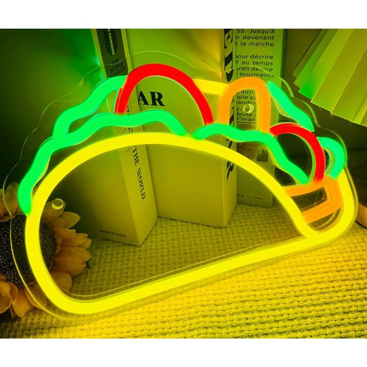 Fun Bright Colorful Tasty Stuffed Taco LED Night Light Room Wall Restaurant Deco