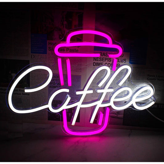 Vivid Bright Pink / White Coffee Espresso LED Night Light Room Wall Decoration