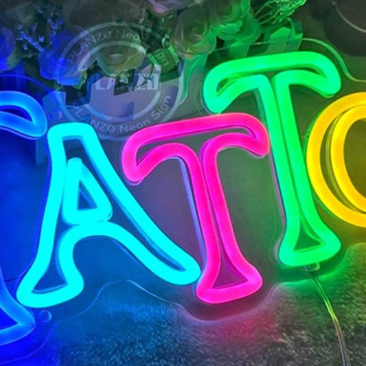 Vivid Bright Rainbow Tattoo LED Night Light Business Room Wall Sign