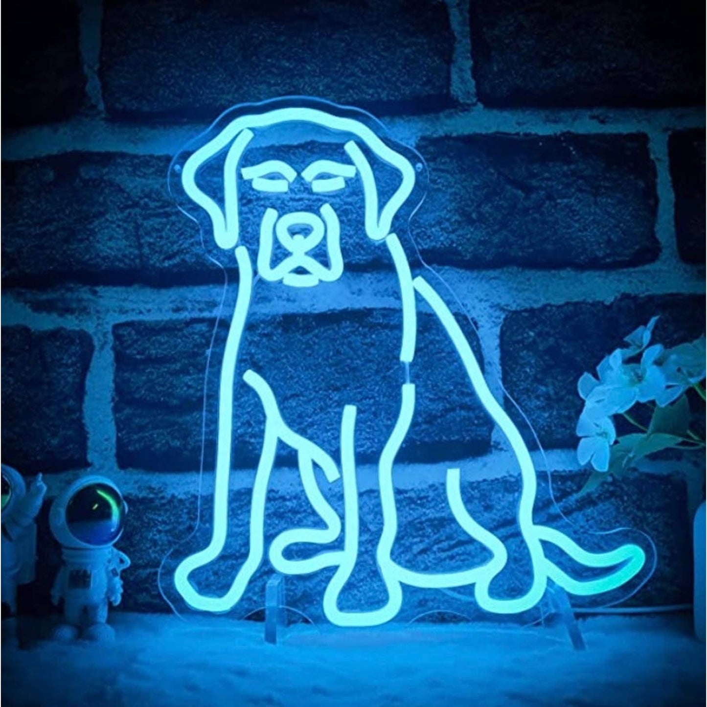 Vivid Bright Blue Labrador Puppy Dog LED Night Light Room Wall Decoration