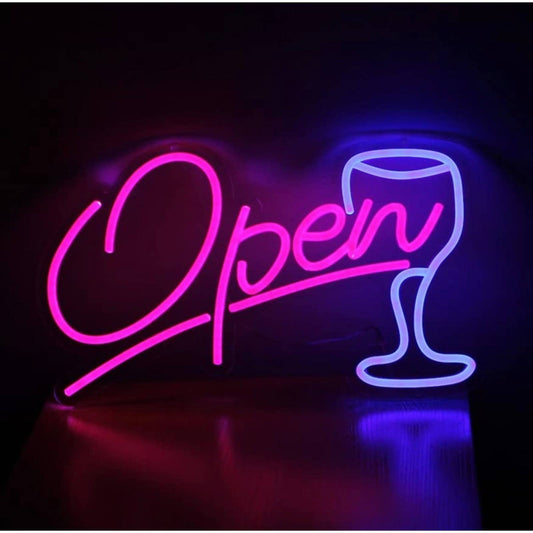 Bright Pink / Blue Open Bar LED Night Light Room Wall Decoration