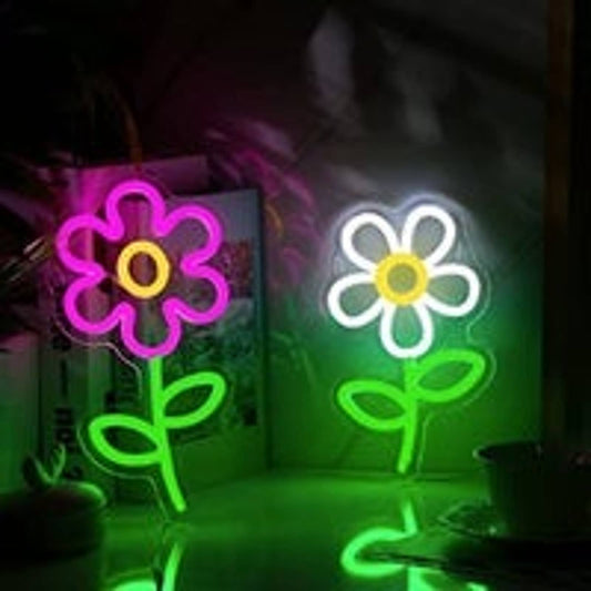 Lovely Bright Colorful Flower Bundle Set LED Night Light Room Wall Decoration