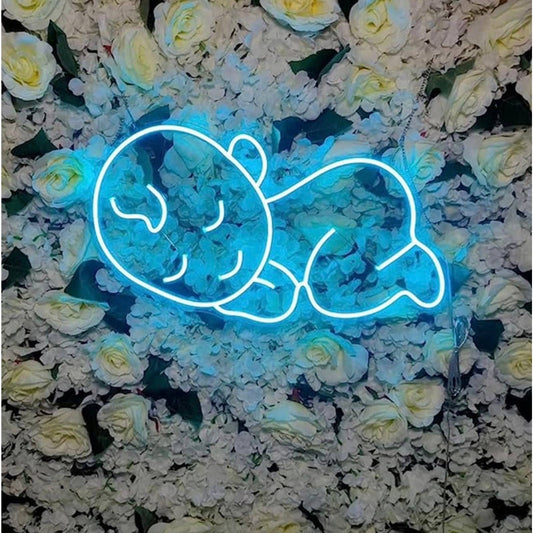 Lovely Large Bright Blue Baby Boy LED Night Light Baby Shower Room Wall Decorati