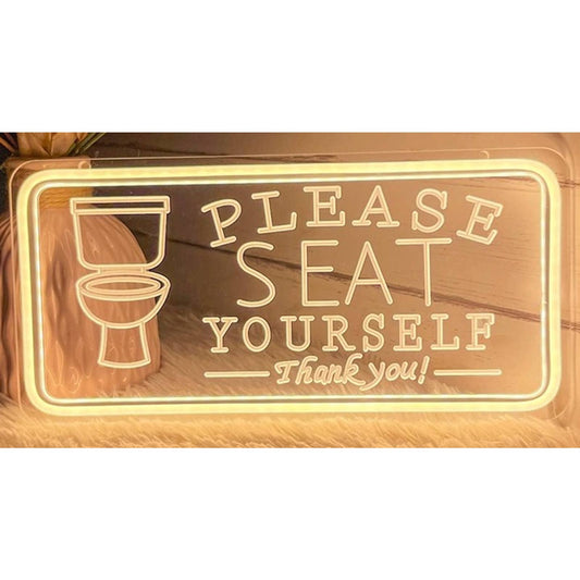 Funny Warm Bright “Please Seat Yourself, Thank you!” Toilet LED Bathroom Sign