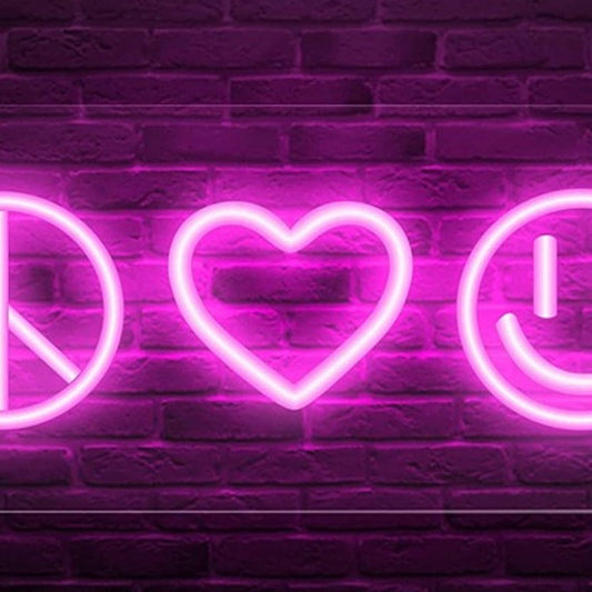Vivd Fun Bright Peace Heart and Smiley Face LED Night Light Room Wall Decor