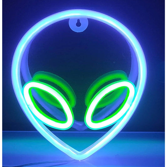 Bright Fun Blue / Green Eyed Alien LED Night Light Room Wall Decor
