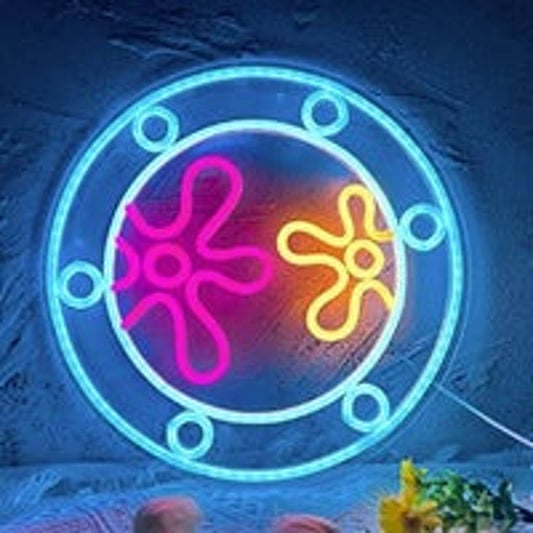 Fun Vivid Bright Colorful Spongebob Squarepants Window Flower LED Light Sign