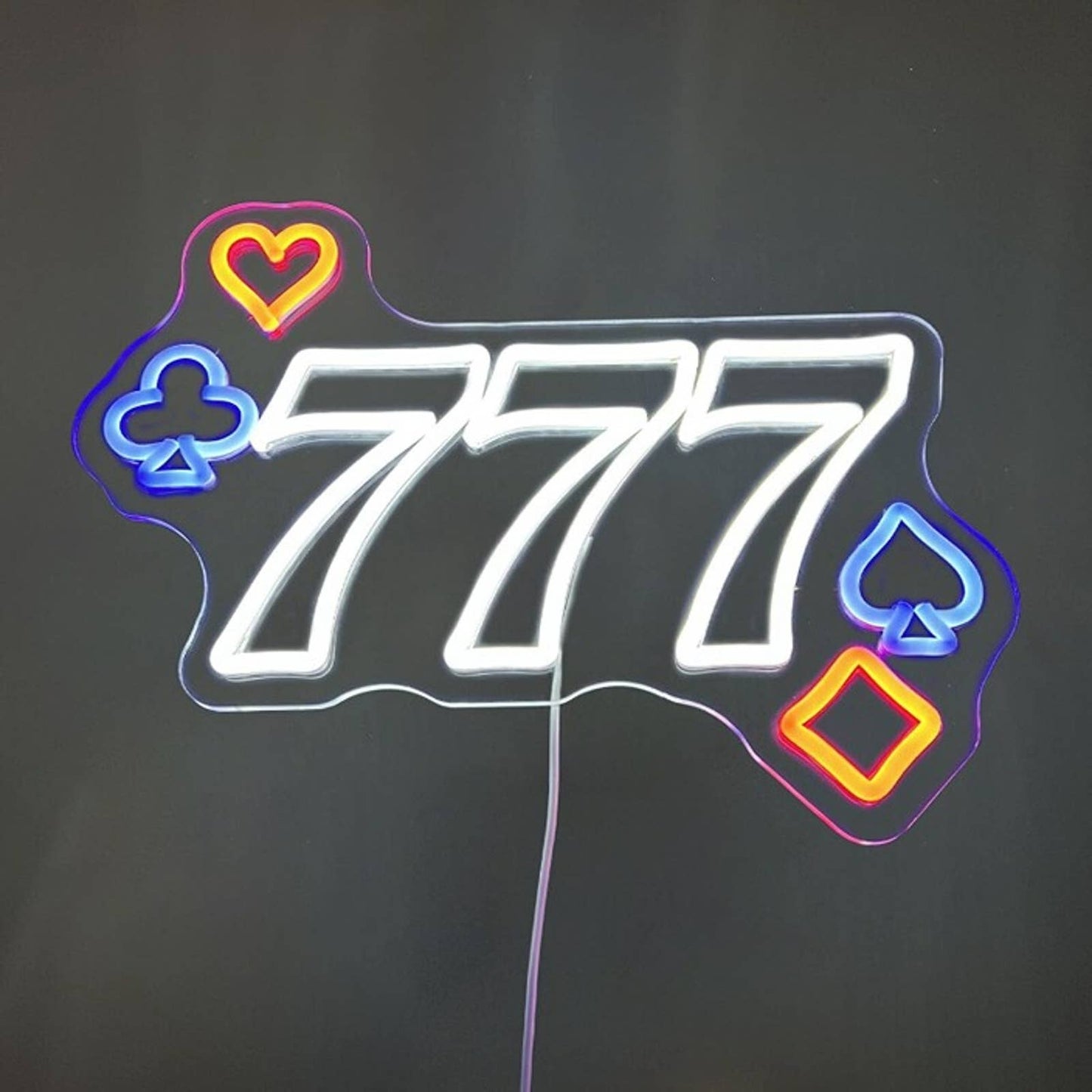 Bright 777 Slot Machine Heart Diamond LED Night Light Game Room Casino Decor
