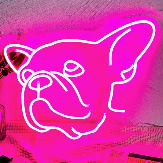 Adorable Cute Bright Pink French Bulldog Frenchie Puppy LED Light Pet Decor