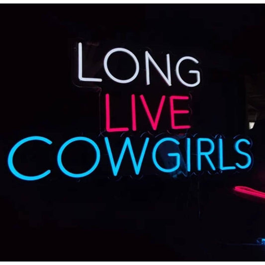 Fun Bright Pink Blue White Cowgirls LED Night Light Room Wall Decoration