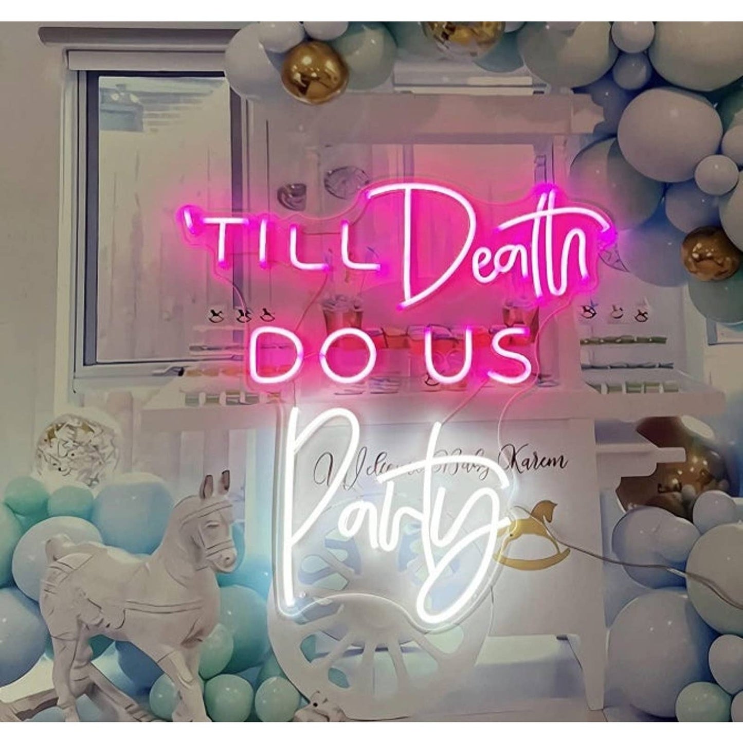 Fun Bright Large “Till Death Do Us Party” LED Night Light Wedding Marriage Decor
