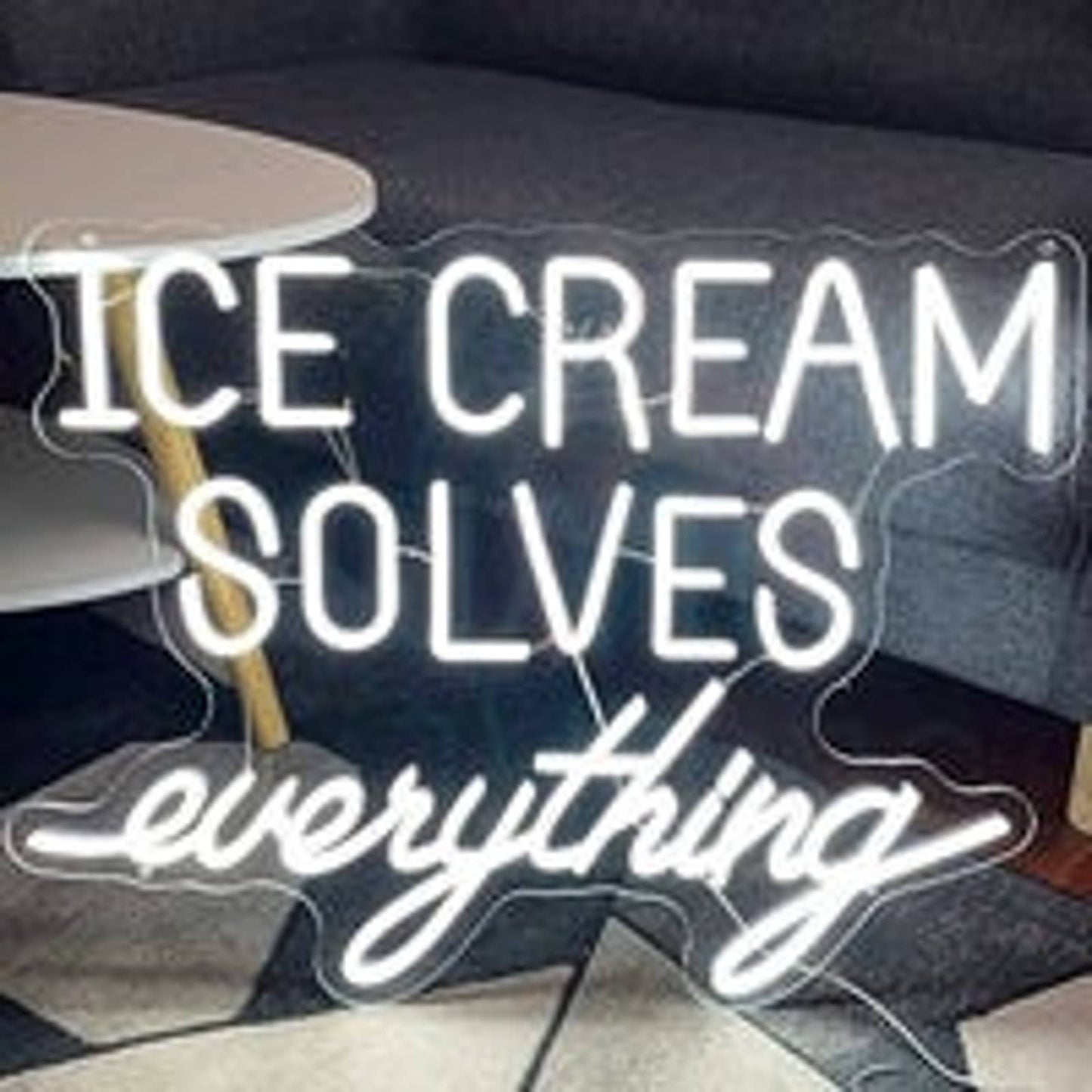 Fun Vivid Bright “Ice Cream Solves Everything” LED Night Light Room Wall Decorat