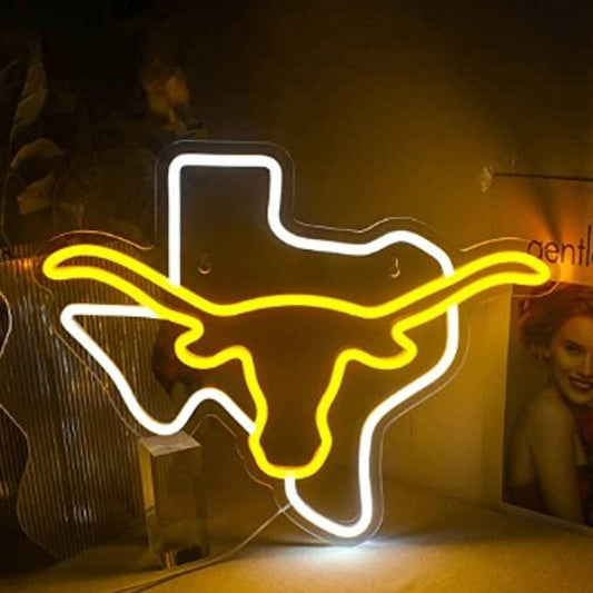Vivid Bright Texas Longhorns LED Night Light Baseball Sport Room Wall Decor