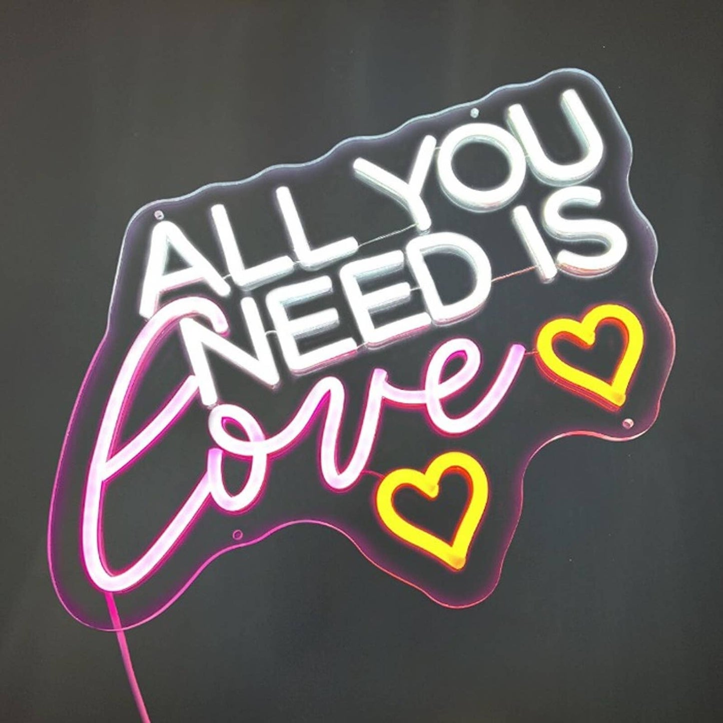 Adorable Vivid Bright “All You Need is Love” Hearts LED Night Light Room Wall De
