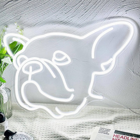 Adorable Cute Bright White French Bulldog Frenchie Puppy LED Light Pet Decor