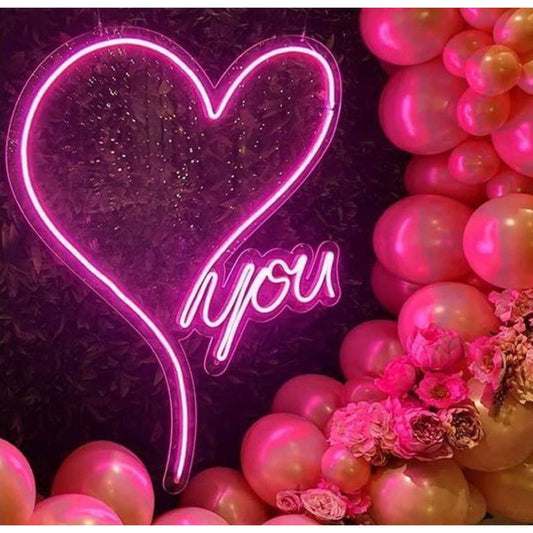 Lovely Bright Pink Heart Love You LED Night Light Romantic Room Wall Decor