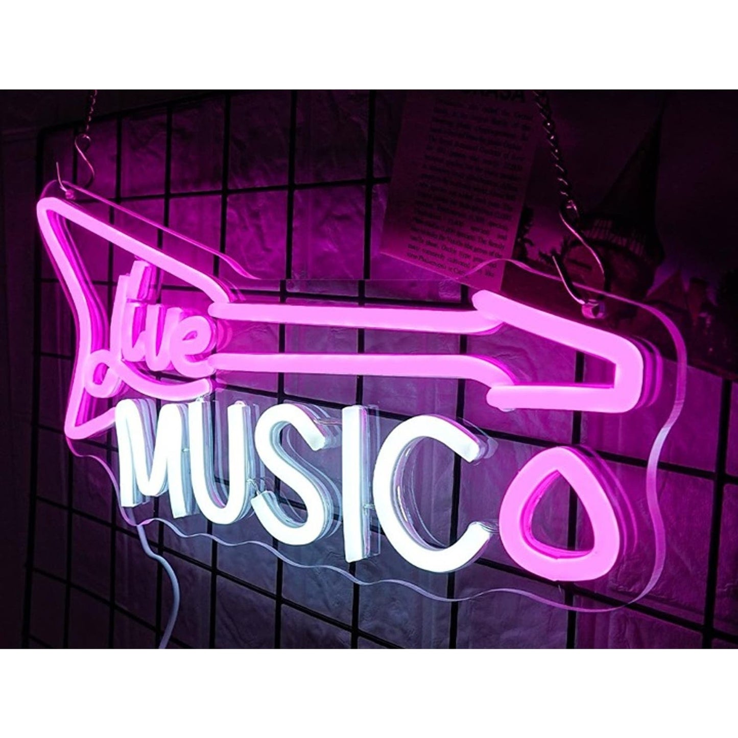 Fun Bright Pink Electric Guitar Live Music LED Light Concert Show Decoration