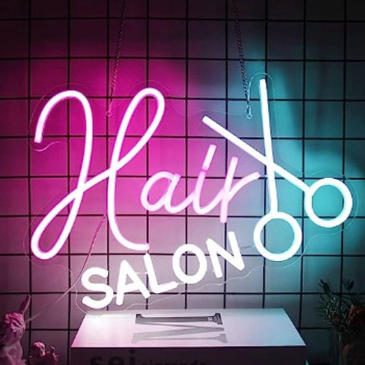 Vivid Bright Colorful Hair Salon Scissors LED Night Light Room Wall Decoration