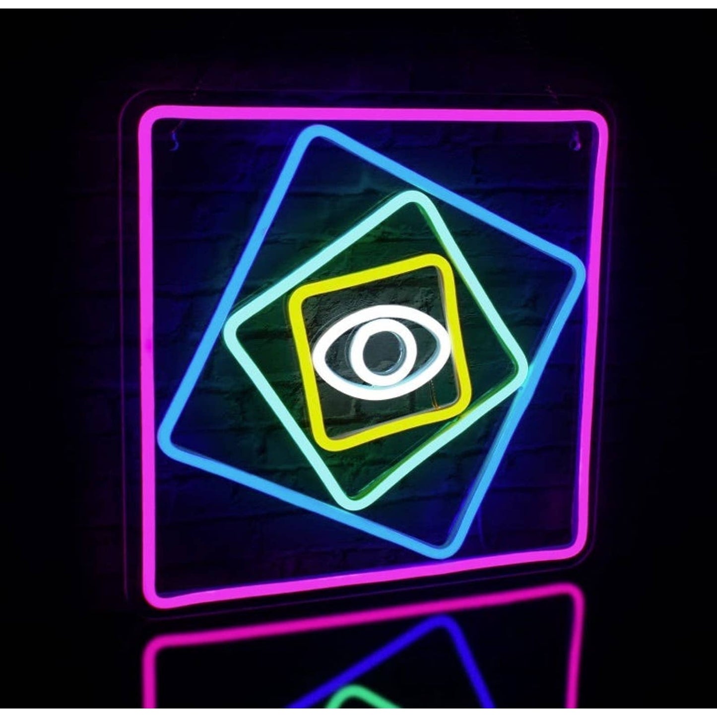 Mesmerizing Colorful Square Eye LED Night Light Room Wall Art Decoration