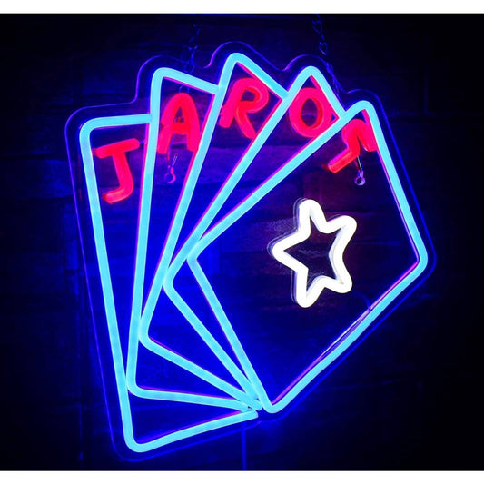 Lovely Bright Blue Poker Cards LED Night Light Game Room Casino Wall Decor