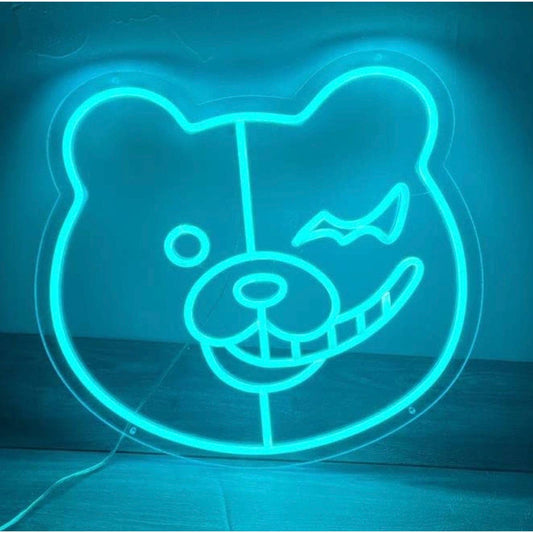Fun Bright Blue Good / Evil Teddy Bear LED Night Light Room Wall Decoration