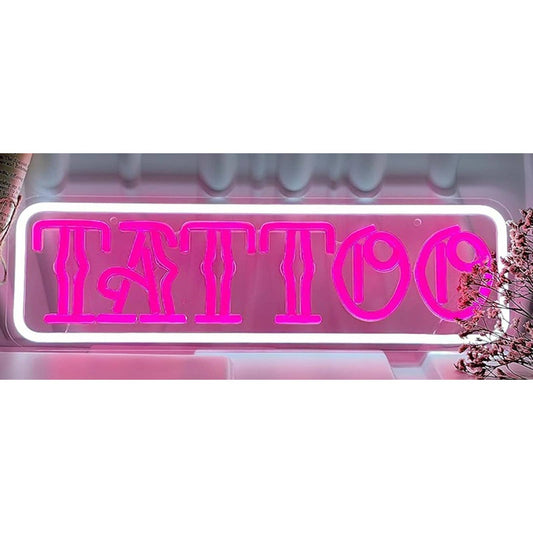 Pink/White Bright Tattoo LED Night Light Shop Store Wall Sign
