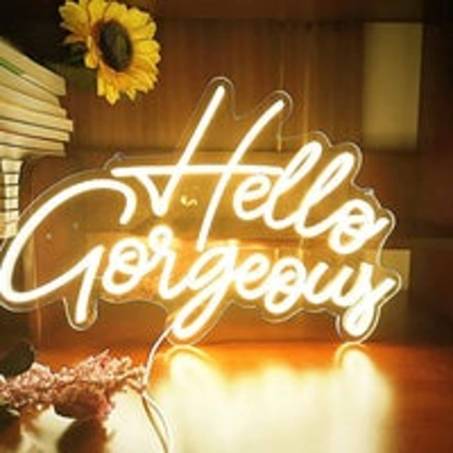 Adorable Vivid Bright White Hello Gorgeous LED Night Light Room Wall Decoration