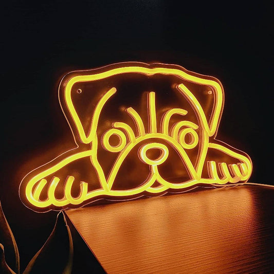 Super Cute Bright Gold Pug Puppy Dog LED Night Light Pet Room Wall Decoration