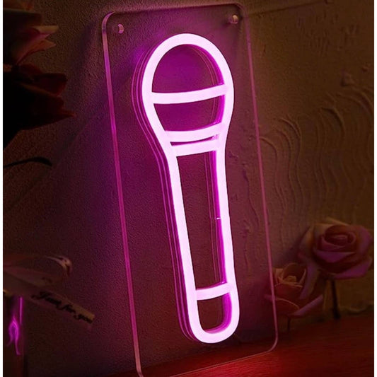 Lovely Bright Pink Fun Karaoke Microphone LED Night Light Room Wall Decoration