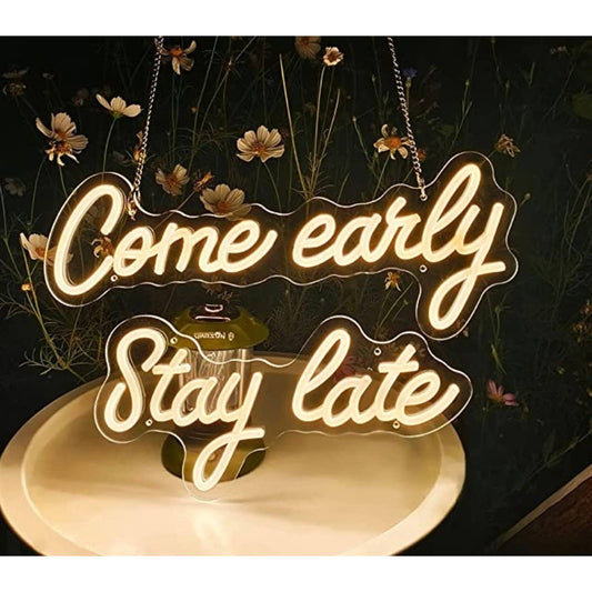 Lovely Warm Bright Come Early Stay Late LED Night Light Room Wall Decoration