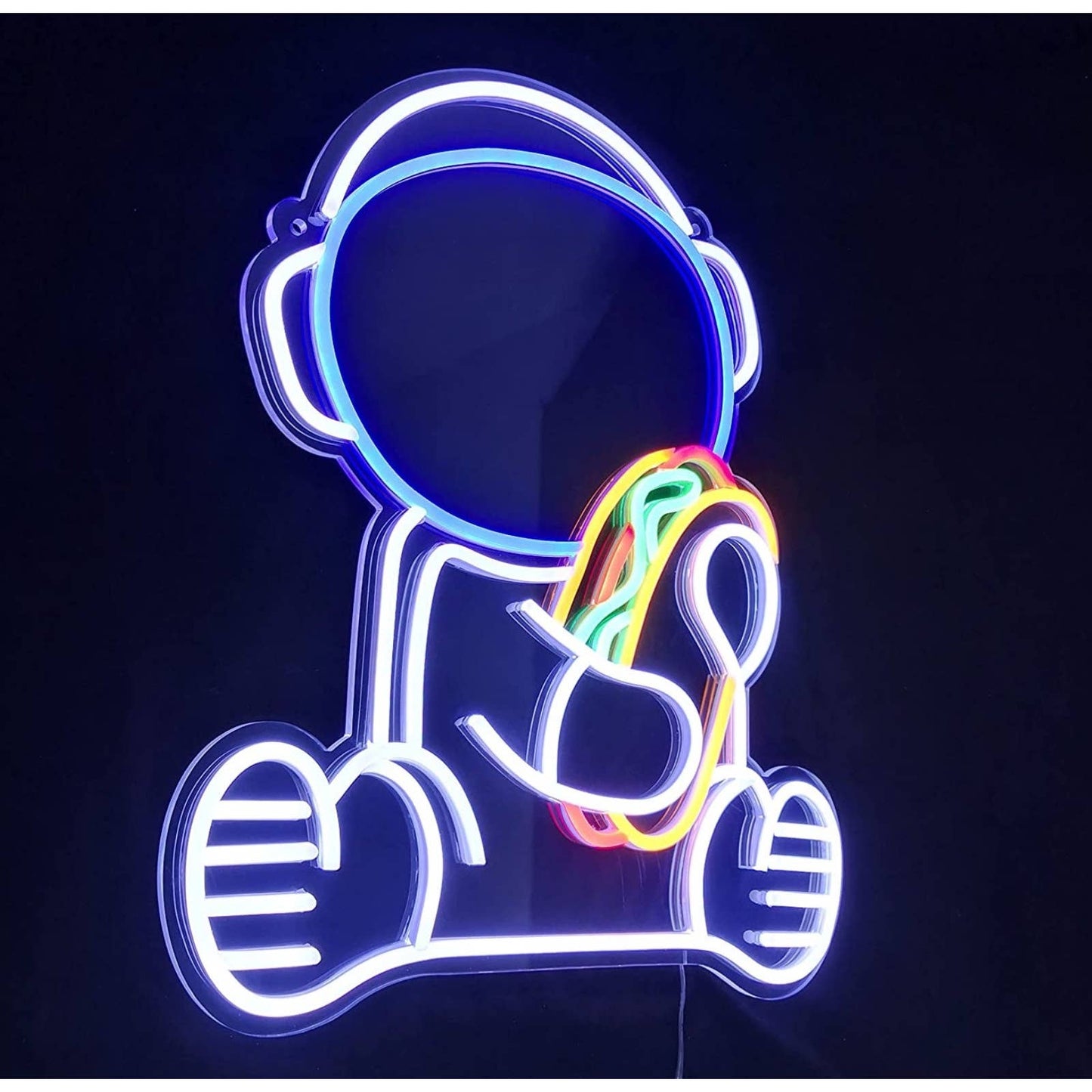 Fun Bright Cute Baby Astronaut Eating Hotdog LED Night Light Wall Decor