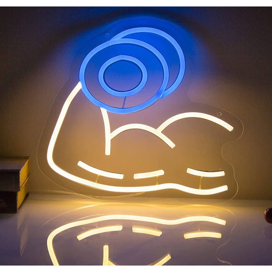 Bright Blue Dumbbell Strong Arm Exercise LED Gym Light Room Wall Decor
