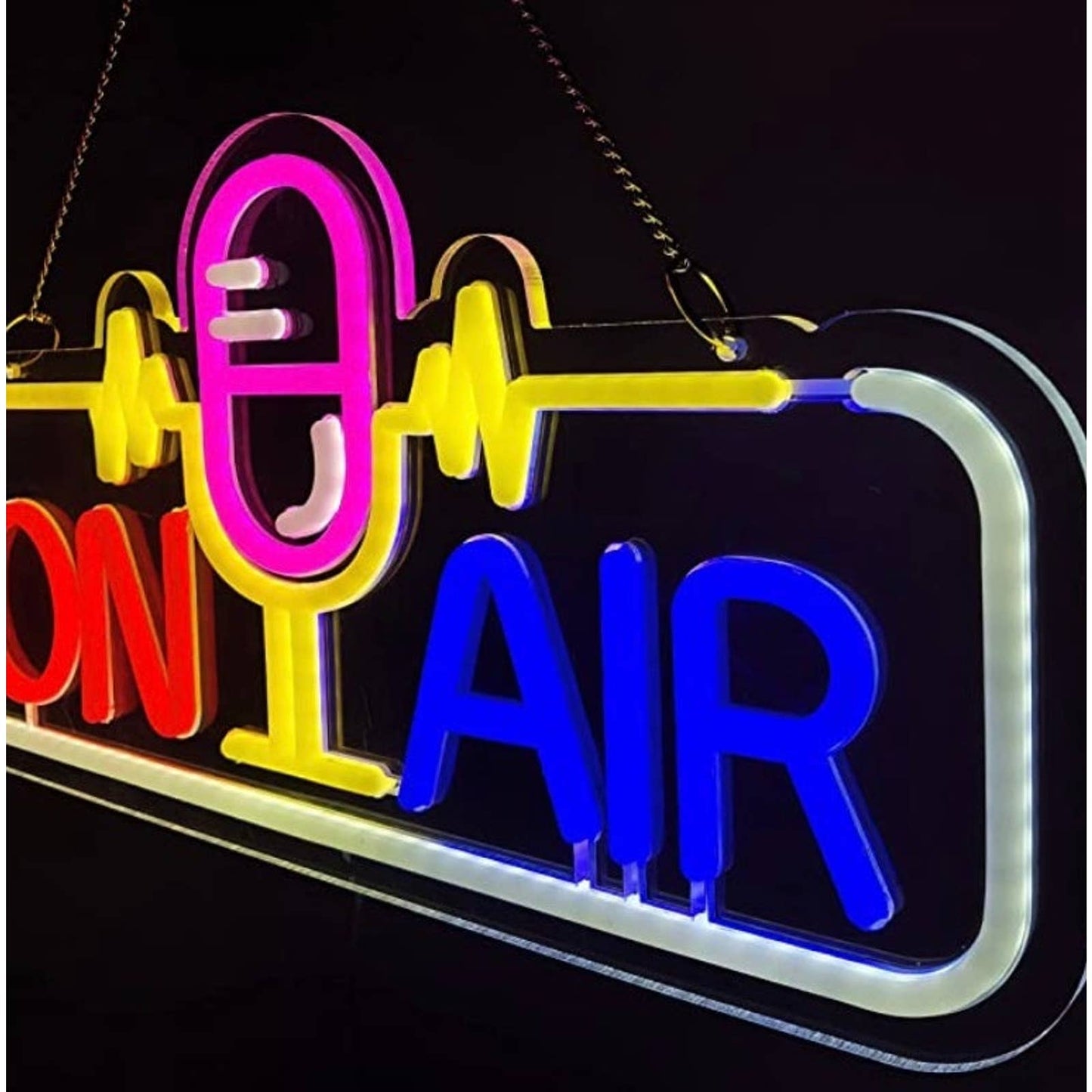 Vivid Bright On Air Microphone Soundwave LED Night Light Radio Studio Wall Decor