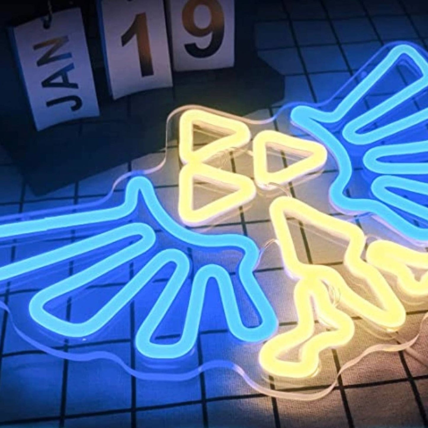 Fun Bright Blue The Legend of Zelda Tri-Force Symbol LED Light Game Room Decorat