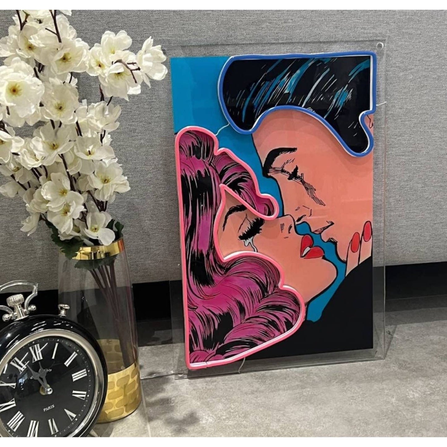 Romantic Bright Pink / Blue Gone With the Wind LED Night Light Room Wall Art Dec
