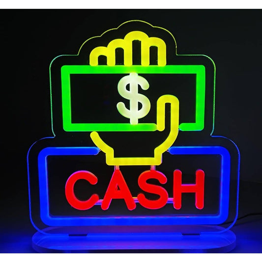 Vivid Bright “Cash” Hand LED Night Light Business Store Room Wall Sign