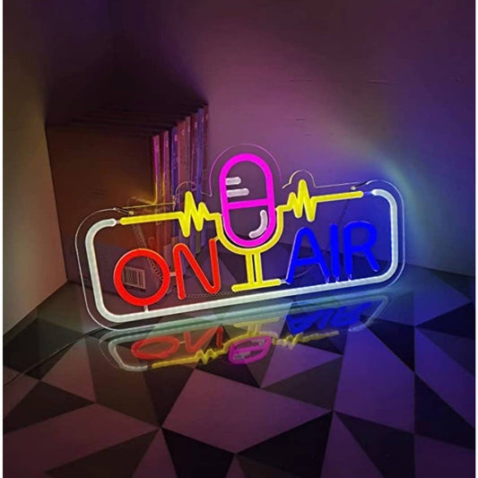 Vivid Bright On Air Microphone Soundwave LED Night Light Radio Studio Wall Decor